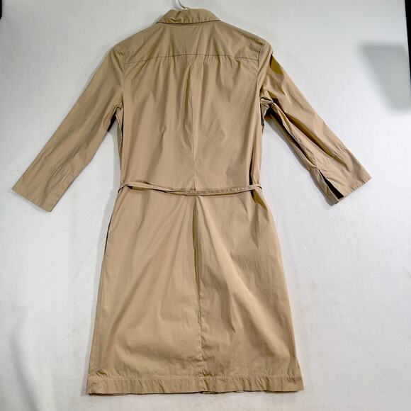 French Connection Mini Dress Woman's 2 Button Up Tan Collar Waist Tie Adjustable - Picture 3 of 16